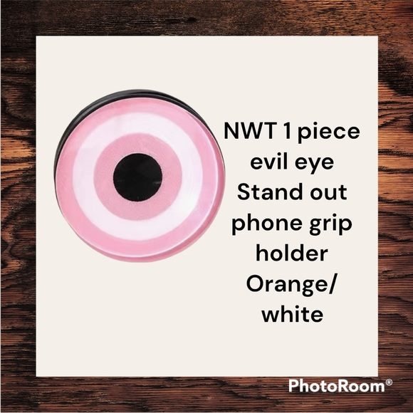 NWT I piece mobile phone push and pull bracket pink/white devils eye - Picture 1 of 2